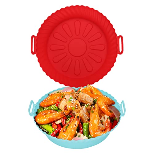 Air Fryer Liners – Durable Air Fryer Silicone Liners – Air Fryer Liners Square with Practical Handles – Dishwasher and Oven Friendly Silicone Air