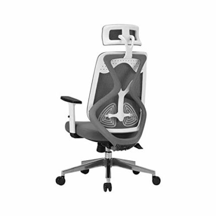 SLNFXC Comfortable Office Chair Back Ergonomic Chair Swivel Office Chair with Head Support Adjustable Arms (Color : Wit)