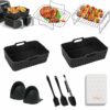 Air Fryer Accessories 10 Pcs for Ninja Dual AF400UK Tower T17088 AF300UK Dual Silicone Air Fryer Liners Gloves Air Fryer Rack Food Tong Paper Lin