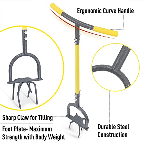 Jardineer Garden Twist Tiller Manual, Garden Twist Cultivator with Steel Shaft, Durable Garden Claw Cultivator, Ideal Gardening Hand Twist Tiller