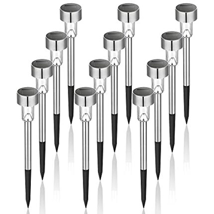 GIGALUMI Solar Lights Outdoor Garden Led Light Landscape/Pathway Lights Stainless Steel-12 Pack