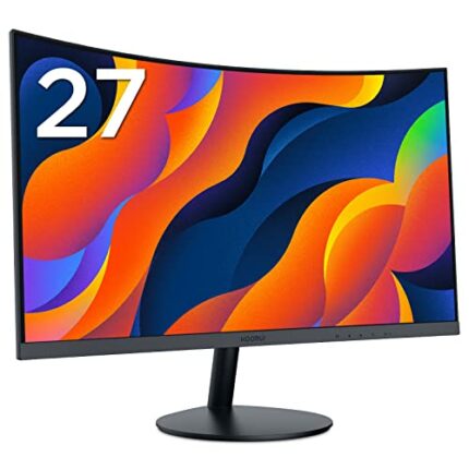 KOORUI 27-Inch Curved Computer Monitor- Full HD 1080P 75Hz Gaming Monitor 1800R LED Monitor HDMI VGA, Tilt Adjustment, Eye Care, Black 27N5C