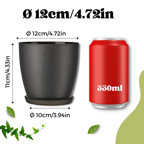 ORTEN Plant Pot Indoor Plastic Flower Pots for All House Plants, Herbs, Cactus, Orchid, Succulents Matt Colours, Set of 3 (Ø 12cm (4.72 in), Matt