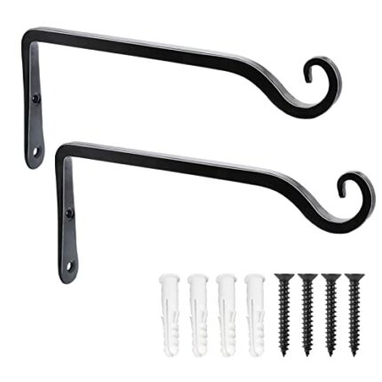 LOOGI Hanging Plant Bracket, Wall Hook Plant Hanger 10 Inch Decorative Hooks for Indoor Planter Lantern, Outdoor Bird Feeder Wind Chime, 2 Pack B