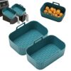 2Pcs Silicone Pot Double Air Fryer Liners Basket, Rack Accessories for Ninjas Dual Air Fryer, Oven, and Microwave