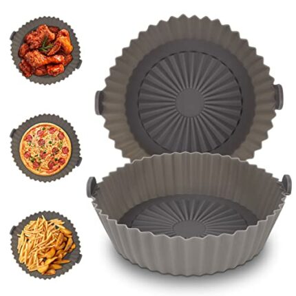 Vicloon Air Fryer Silicone Pot, 2pcs 6.5 inch Reusable Silicone Air Fryer Liner, Heat Resistant Non-Stick Air Fryer Accessory, Double Air Fryer S