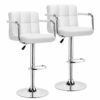 Ygqbgy White Desk Chairs with Wheels Modern PU Leather Office Chair Adjustable Home Computer Executive Chair on Wheels 360° Swivel (Color : Black
