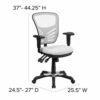 Flash Furniture Office Chair, Metal, White, 68.58 x 64.77 x 112.4 cm
