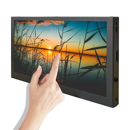 LESOWN 7inch Touch IPS Portable Monitor with Dual Speakers, Audio Jack, 1024x600 Capacitive Touchscreen Metal Case, HDMI USB Computer Display for