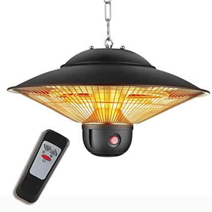 DONYER POWER Electric Outdoor Heaters for Garden Patio Heater with Remote Halogen Heater Ceiling Mounted, 800W/1200W/2000W Greenhouse Infrared He