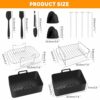 Air Fryer Accessories,Set of 9 for Ninja Dual Air Fryer AF300UK AF400UK,Reusable Silicone Air Fryer Liners&Air Fryer Rack&Food etc TongDual Air F