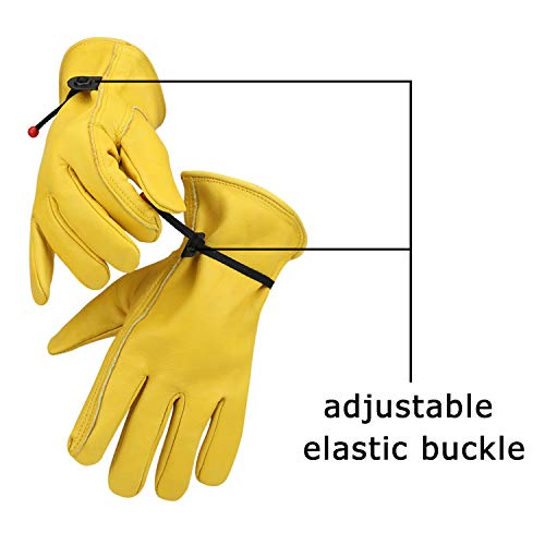 OLSON DEEPAK Leather Working Gloves for Gardening,Thornproof Gardening Gloves for Men and Women,Heavy Duty Leather Work Gloves Men(Medium)