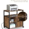 Kavonty Lateral File Cabinet,Office Filing Cabinets with Socket and USB Charging Port,Modern Rolling Printer Stand with Storage for A4, Letter Si