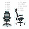 WALNUT Ergonomic Office Chair Modern Desk Chair Adjustable Seat Cushion and Headrest, Breathable Mesh Backrest, Black (no Footrest)