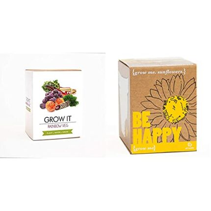 Gift Republic Rainbow Veg Grow It white & GR130004 Grow Me Be Happy, 7.0 cm*9.0 cm*8.5 cm