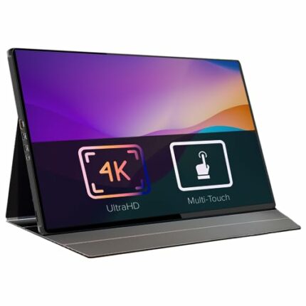DroiX 15.6” 4k Portable Monitor with Touchscreen 3840x2160 60HZ HDMI USB Type-C Inputs for PC Laptop Consoles Phones