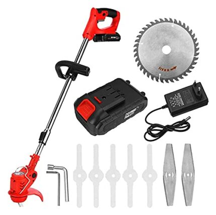 FSCLJ Electric Grass Trimmer, Weed Whacker Cordless Edger Lawn Tool, Cordless Lawn Mower Lightweight Garden Electric Strimmer with Battery & Char