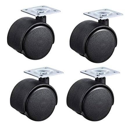 SKOAJAS Plate Casters 4 pcs Nylon Furniture Wheels Office Chair Caster,Swivel Double Wheel,Load 50kg,Replacement for Cots,Computer Desks,Sofa,Top