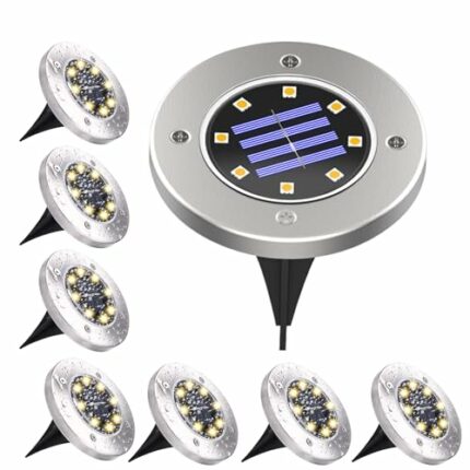werktough Elite 8LED Solar Ground Light Stainless Steel Perfect for Lawn,Garden,Pathway Drive Way New Technique monocrystalline Silicon Warm Brig