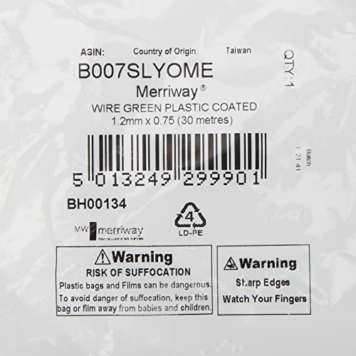 Merriway® BH00134 Plastic Coated Garden Wire, 1.2 mm x 0.75 (30 meters) - Green