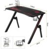TEHONGMAI Gaming Table Ergonomic Computer Desk K-Shaped Gaming Desk with Mouse Pad, Cup Holder, Controller Stand Headphone Hook for E-Sport Racin