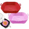 ZHONYEE 2 Pack Square Air Fryer Silicone Liners, Reusable Heat-Resistant and Food Safe Air Fryer Accessories, Easy Cleaning, Top 8.6 Inch Bottom