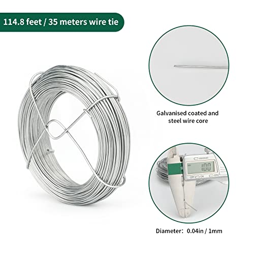 KINGLAKE 1mm Galvanised Garden Wire, 35 Meters Plant Twist Wire Tie Vine Wire Metal Fencing Wire for Training Climbing Plants, Crafts, Modelling,