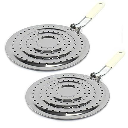 2 Pack Double Thickening Heat Diffuser Reducer Flame Guard Simmer Plate, Stainless Steel for Electric and Gas Stovetops Hob, 8 inch for Gas Cooke