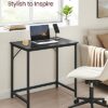 VASAGLE 31.5-Inch Computer Desk, Home Office Small Study Workstation, Simple Assembly, Steel Frame, Engineered Alloy, Black with Wood Grain+Black