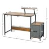 WALNUT Computer Desk Writing Workstation W/Movable Storage Rack & Shelf For Home Office