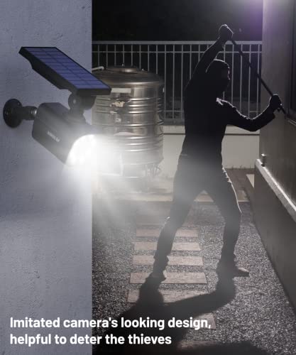 Xibolar Solar Security Light Outdoor, Solar Motion Sensor Lights IP66 Waterproof, Solar Powered Wall Lights with Dummy Camera for Garden Fence Ga