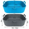 2Pcs Air Fryer Silicone Liner Pot Reusable Air Fryer Basket Heat Resistant Non-Stick Food Tray Mats Bowl with Handle 8" Baking Pan for Kitchen Ai