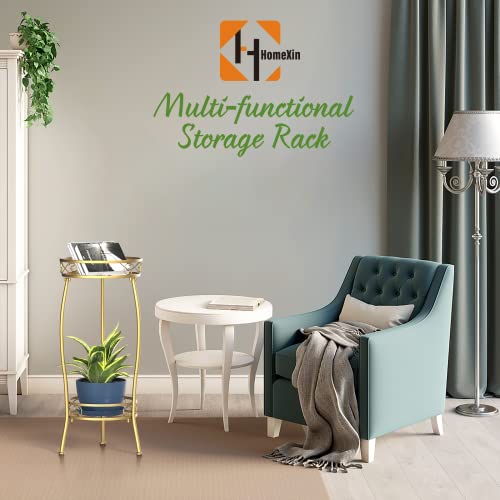 H HOMEXIN Plant Stand Indoor Outdoor, 2 Tier Tall Metal Plant stand 67.31cm Plant Holder Rack Heavy Duty Rustproof Decorative Plant Shelf for Cor