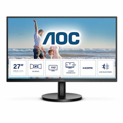 AOC 27B3HM - 27 Inch FHD Monitor, 75Hz, VA, 4ms, FreeSync, Low Blue light, Flicker Free, Frameless design (1920 x 1080 @ 75Hz, 250 cd/m, HDMI , V