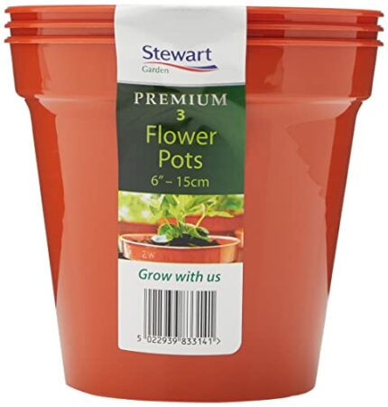 Stewart 4833014 15 cm Flower Pot - Orange/Terracotta (Pack of 3)
