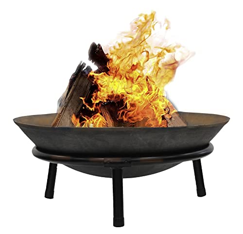 Rammento 50cm Large Cast Iron Fire Pit - Garden Patio Heater for Wood Logs and Charcoal Burning - Outdoor Garden Fire Bowl Brazier for Warmth and