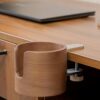 urbanplus Desk Cup Holder, Anti-Spill Wood Cup Holder for Desk with Aluminium Mount, for Home, Office, Work from Home, Gaming