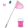 Worown 1 Pack Telescopic Butterfly Nets, Extendable Fishing Nets with 1 Folding Water Buckets for Catching Insects Bugs Playing Outdoor