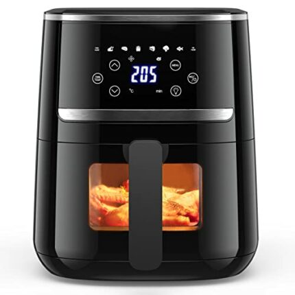 SXYCMY Air Fryer, Oil-Free Touch Screen 4.5L Air Fryer with Low Noise, Silicone Liner and Rapid Air Circulation - Dishwasher Safe Parts, Timer &