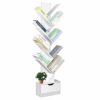 Tree Bookshelf with Wooden Drawer, 10-Tier Open Shelf Narrow Bookcase, Unique Vertical Spine Bookshelf Small Spaces, Book Shelf with Drawers Stor