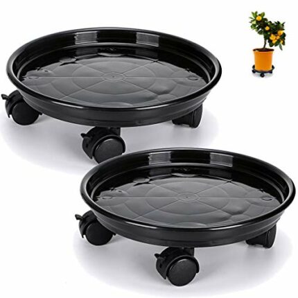Skelang 2 Pcs Plant Caddy 33cm, Plant Pallet with Castor Wheels, Flower Pot Mover for Garden, Patio, Yard, Deck, Kitchen, Loading Capacity 56kg (