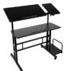 Mind Reader Rolling Reversible Home Office Laptop Workstation with Side Storage, Locking Wheels, Metal, X-Large, White, XL