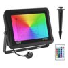 T-SUNUS 50W RGB LED Flood Lights, Colour Changing LED Security Light, 16 Colours & 4 Modes, UK 3-Plug & Remote Control, IP66 Waterproof, Outdoor