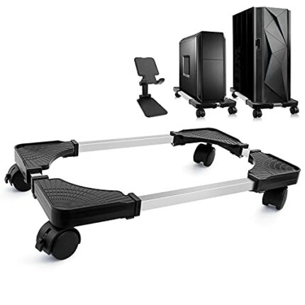 Seloom Computer Tower Stand, Desktop Stand, Adjustable Mobile CPU Stand with Rolling Caster wheels, PC Tower Stand Holder for Floor Carpet Gaming