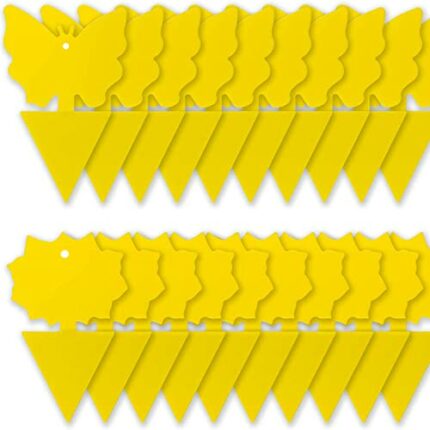 30Pcs Yellow Sticky Fly Trap Paper Fruit Flies Insect Aphids Glue Catcher Bug White Flies, Mosquitos, Fungus Gnats Indoor Outdoor Hanging Trapper