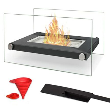 BRIAN & DANY Tabletop Fire Pit Bio Ethanol Fireplace for Indoor Outdoor, 34 x 17.5 x 16 cm