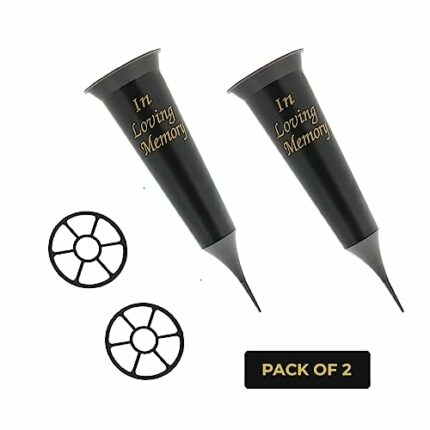 Set of 2 In loving Memory Spiked Memorial Grave Flower Vases-Strong Grave Flower Pots, Plastic Spike Grave Ornament for your loved ones