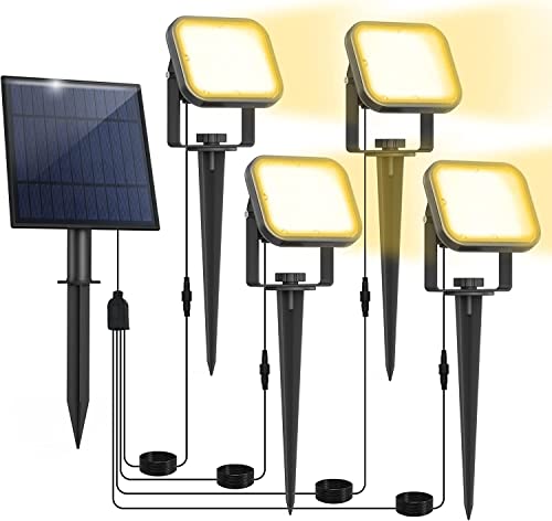 NATPOW Solar Garden Spotlight LED Solar Lights Outdoor, 2-in-1 Pathway Lights, IP65 Waterproof, Auto On/Off Outdoor Wall Lights, Landscape Spotli