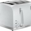Russell Hobbs 26070 4 Slice Toaster - Contemporary Honeycomb Design with Extra Wide Slots and High Lift Feature, White