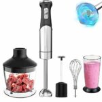 UUOUU Hand Blender 1200W, 5 in 1 Kitchen Stick Immersion Blender with Smart Speed, Heavy Duty Handheld Mixer Stainless Steel, with Milk Frother,